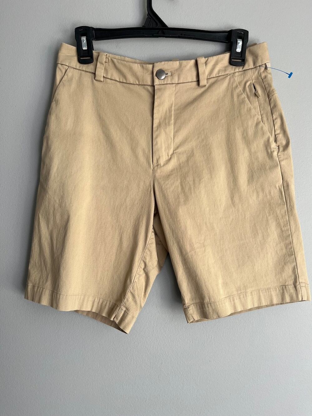 Lululemon Men's Chino Shorts Khaki Tan Size 28 Stretch Golf Preppy Athleisure
